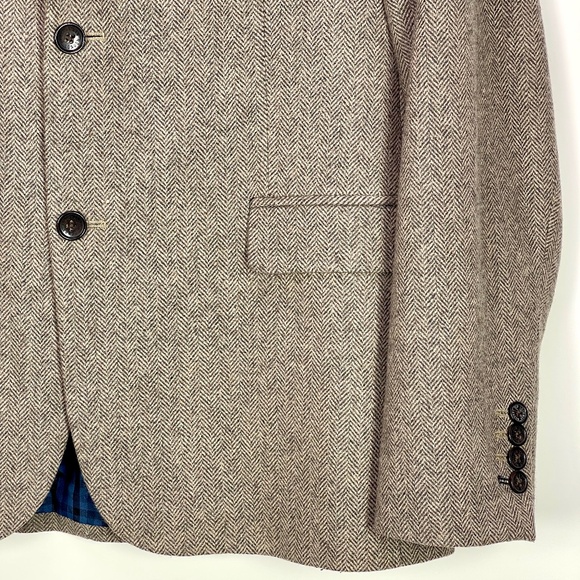 Ben Sherman Brown Herringbone Wool Blend Blazer Suit Jacket Sport Coat Mens XL - Picture 3 of 16